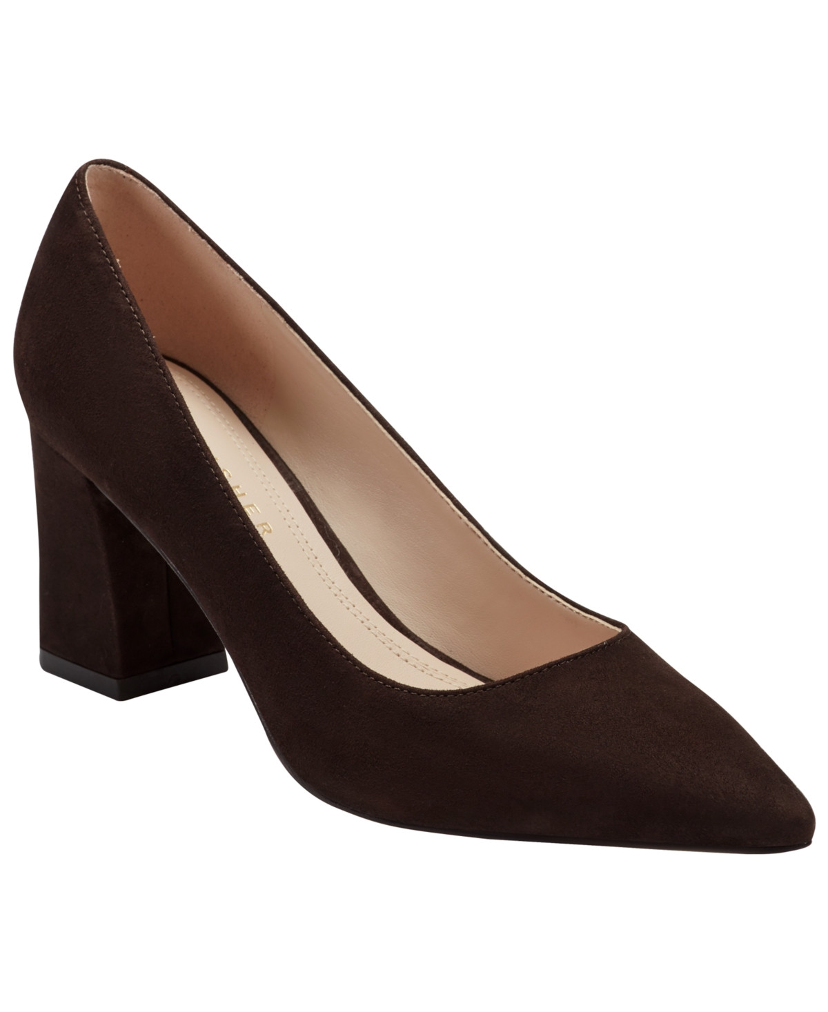 Marc Fisher Ltd Women's Zala Pointy Toe Block Heel Pumps - Dark Brown Suede | Macy's