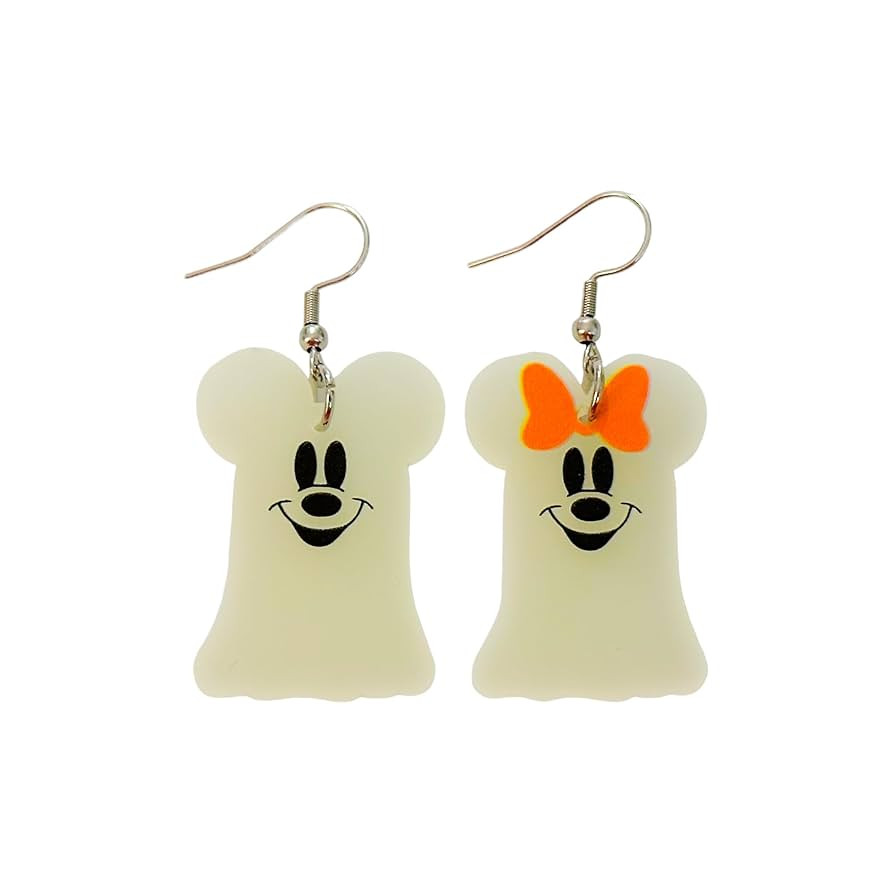 Halloween Mickey And Minnie Ghosts Glow In The Dark Earrings Large | Amazon (US)