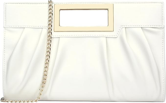 KKXIU Women Clutch Purse Elegant Pleated Evening Bag for Wedding Prom Bridal with Chain Strap | Amazon (US)