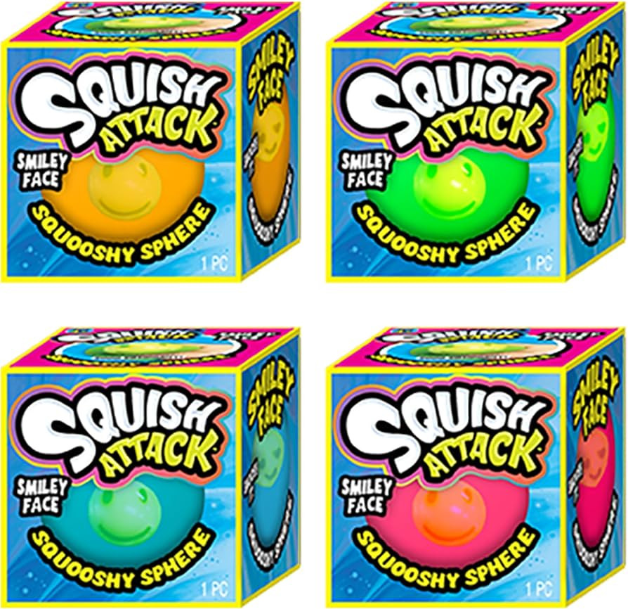 JA-RU Squish Attack Ball (4 Units Assorted) Squooshy Sphere with 6 Different Smiley Faces. Fidget... | Amazon (US)