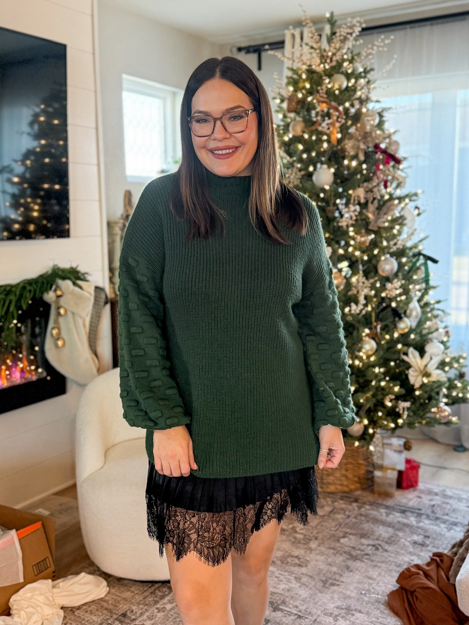 Style hack // wear a sweater over a skirt for a perfect winter dressed up look! Pair it with tights and boots and you’re ready to go / wearing true size in the sweater, I recommend sizing up in the skirt // holiday look / sweater and skirt styling / New Year’s Eve outfit / Amazon finds

#LTKSeasonal #LTKStyleTip #LTKMidsize