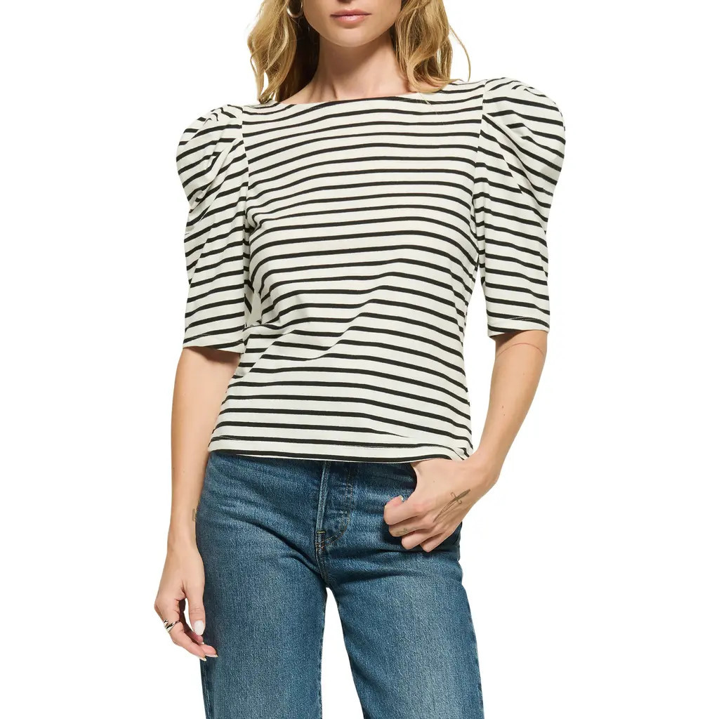 Nation LTD Emery Stripe Boat Neck Top in Cross Walk Stripe at Nordstrom, Size Xx-Large | Nordstrom