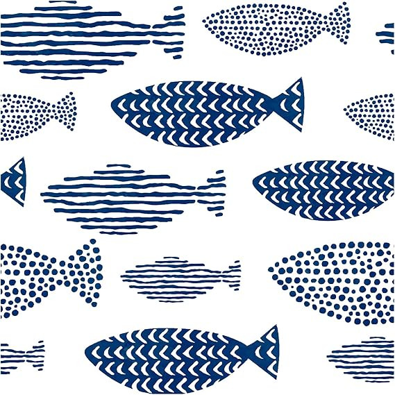 HAOKHOME Peel and Stick Wallpaper Abstract Underwater World Fish Trellis Indigo Blue Removable co... | Amazon (US)