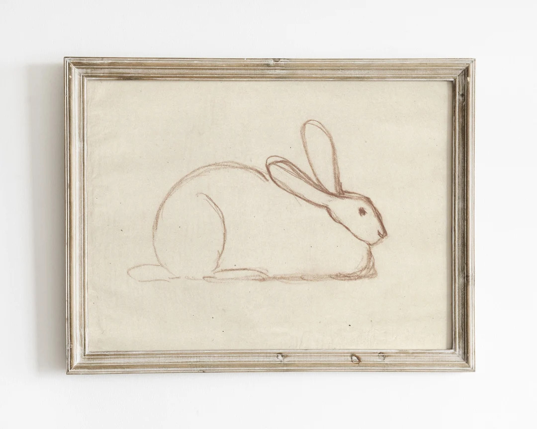 Vintage Bunny Sketch Art Print: Minimalist Rabbit Drawing (digital Download) - Etsy | Etsy (Global)