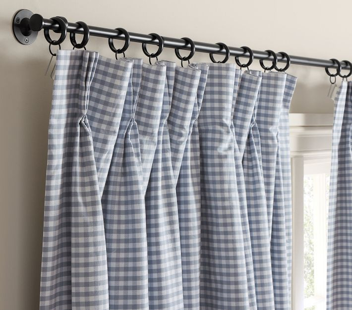 Pinch Pleat Gingham Blackout Curtain | Pottery Barn Kids
