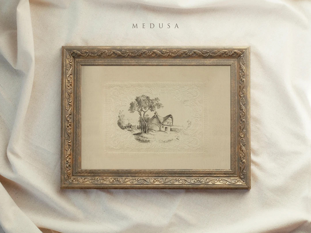 Vintage Art Framed, Minimalist Art, Minimal Landscape Sketch, Vintage Line Drawing, Sketch Art, O... | Etsy (US)