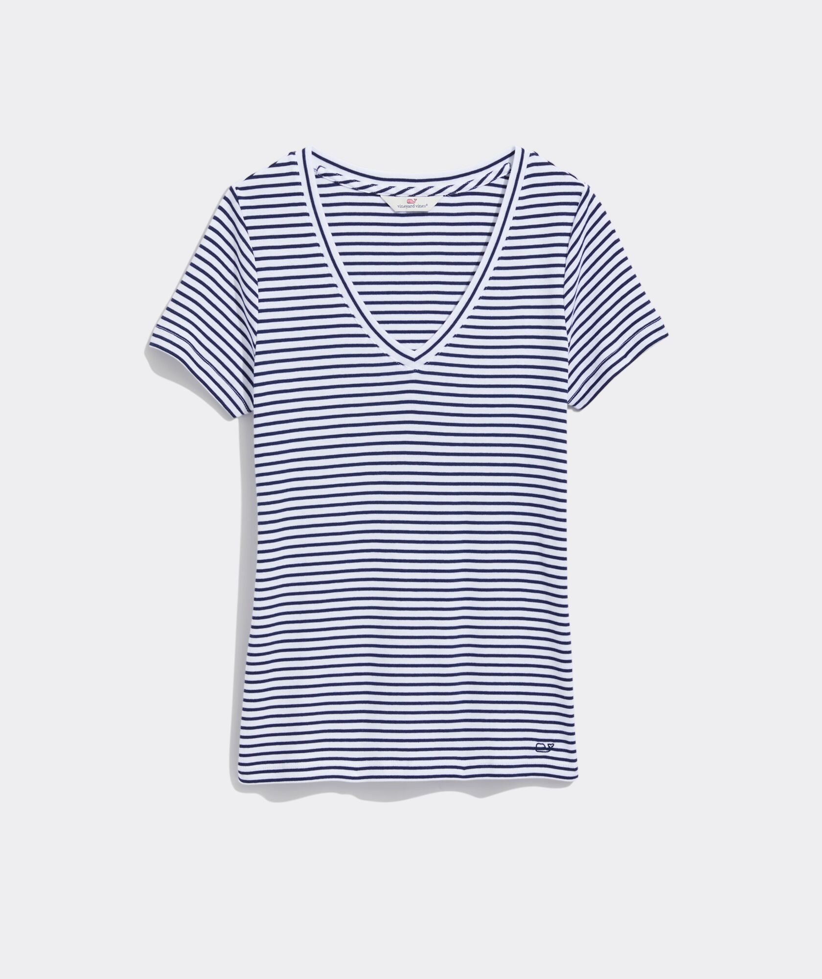 Striped V-Neck Simple Tee | vineyard vines