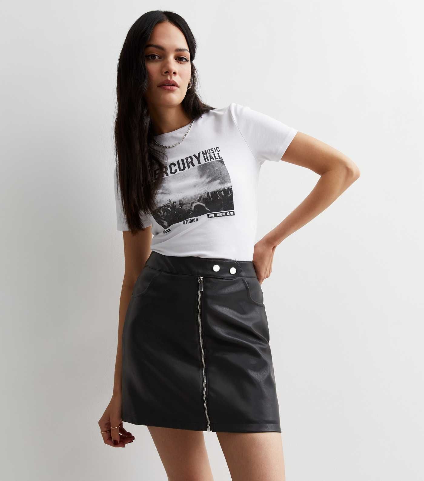 Black Leather-Look Zip Front Mini Skirt
						
						Add to Saved Items
						Remove from Saved I... | New Look (UK)