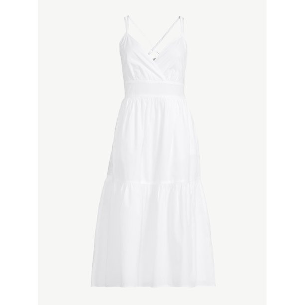 Free Assembly Women's Double Strap Cami Fit and Flare Midi Dress, Sizes XS-XXL - Walmart.com | Walmart (US)