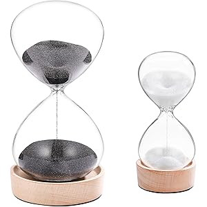 SuLiao Hourglass Sand Timer 60 Minute & 5 Minute Set:Large Sand Clock with wood Base,Black Sand Watc | Amazon (US)