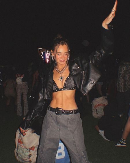 Wearing We Wore What and these baggy trousers for Coachella 🖤