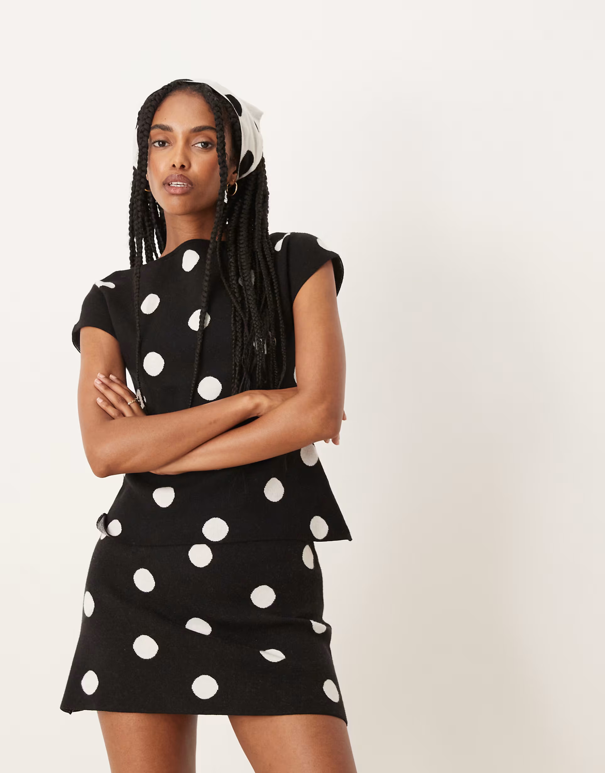 ASOS DESIGN soft knit mini skirt in polka dots - part of a set | ASOS (Global)