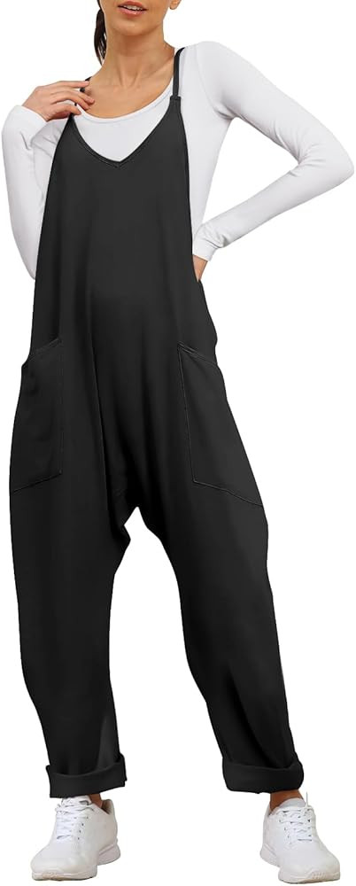 AUTOMET Jumpsuits for Women Casual Summer Rompers Sleeveless Loose Spaghetti Strap Baggy Overalls... | Amazon (US)
