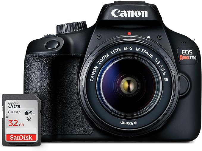 Canon EOS Rebel T100 DSLR Camera with EF-S 18-55mm f/3.5-5.6 III Lens, 18MP APS-C CMOS Sensor, Bu... | Amazon (US)
