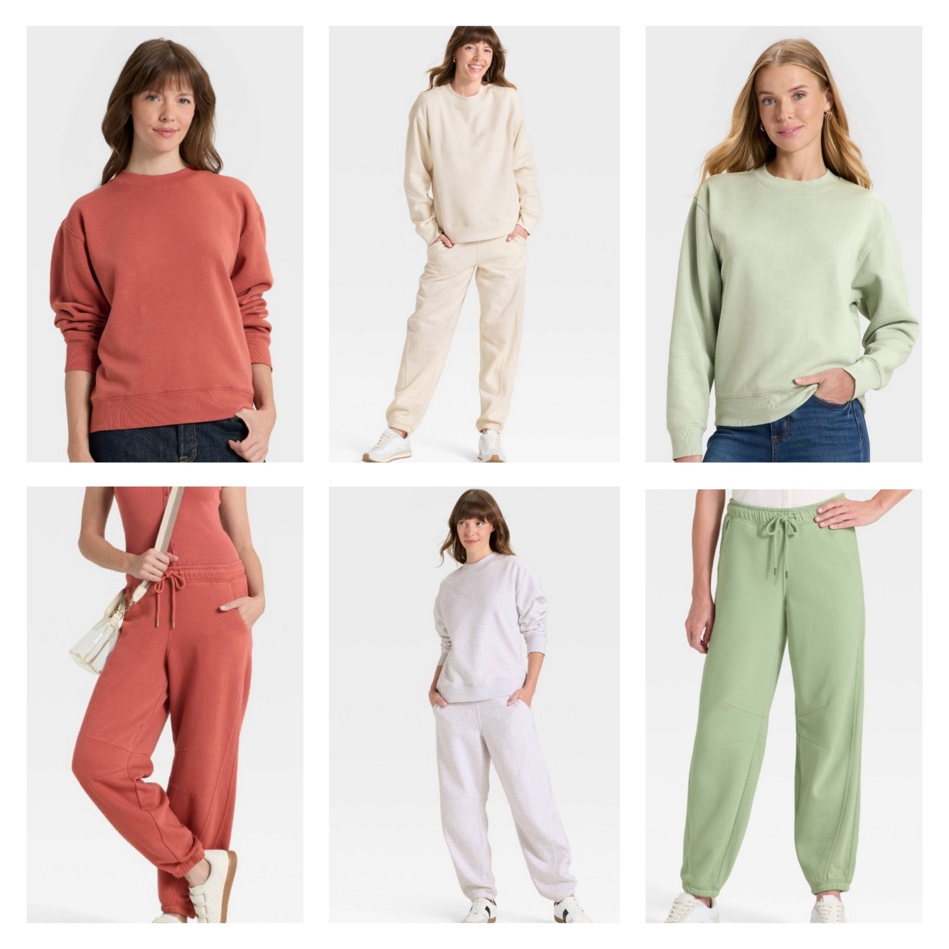 Target 🎯 Sweatshirt and Jogger sets!  Soooo cozy!

RUST:  HOC🍂, All 12 season Autumns, but best on Soft 🍂

SAGE GREEN:  HOC🍂, 12 season Soft 🍂, Soft☀️, Light ☀️

CREAM: HOC🌷🍂,  All 12 season 🌷, Soft 🍂

GRAY:  HOC❄️☀️, All 12 season ☀️, Cool & Dark ❄️