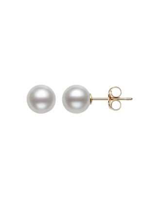 Bloomingdale's Cultured Freshwater Pearl Stud Earrings in 14K Yellow Gold - 100% Exclusive Back t... | Bloomingdale's (US)