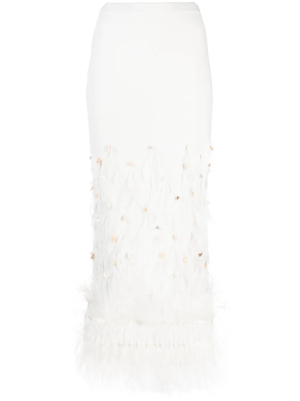 STAUD Makayla Feather Midi Skirt - Farfetch | Farfetch Global