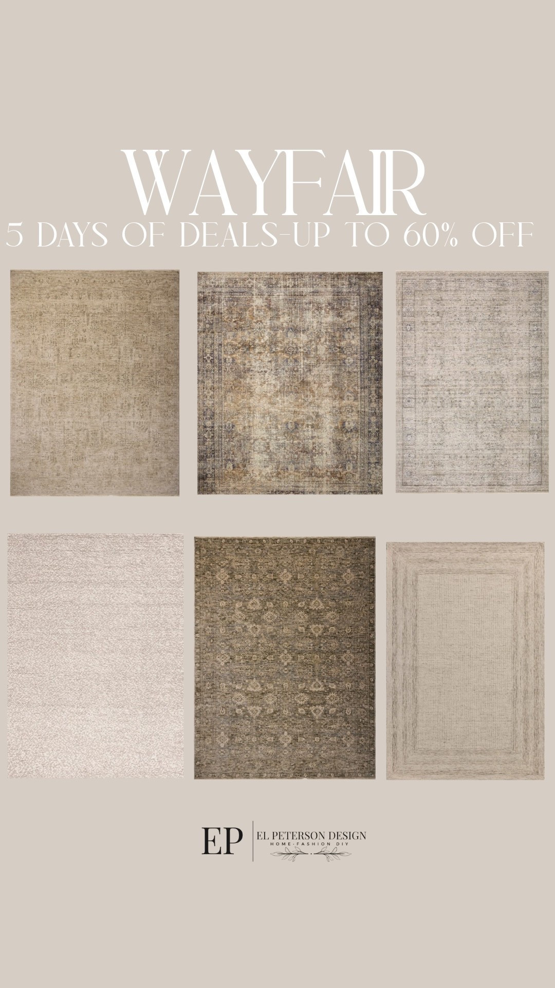 Wayfair
5 days of deals 
Area rugs 

#LTKHome #LTKSaleAlert