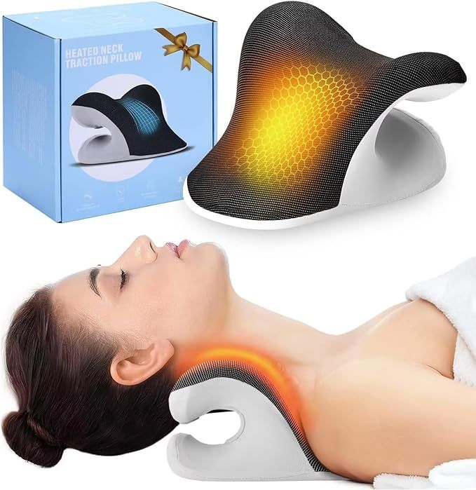 Liipoo Heated Neck Stretcher with Magnetic Therapy Pillowcase, Neck and Shoulder Relaxer Pillows,... | Amazon (US)