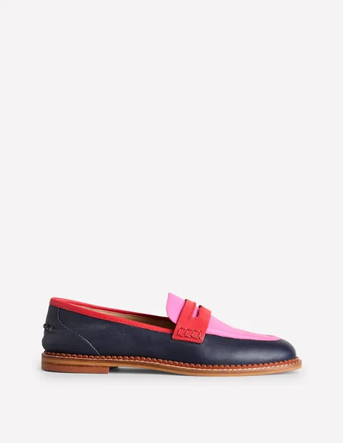 Structured Penny Loafer - Navy/Pink Tourmaline | Boden US | Boden (US)