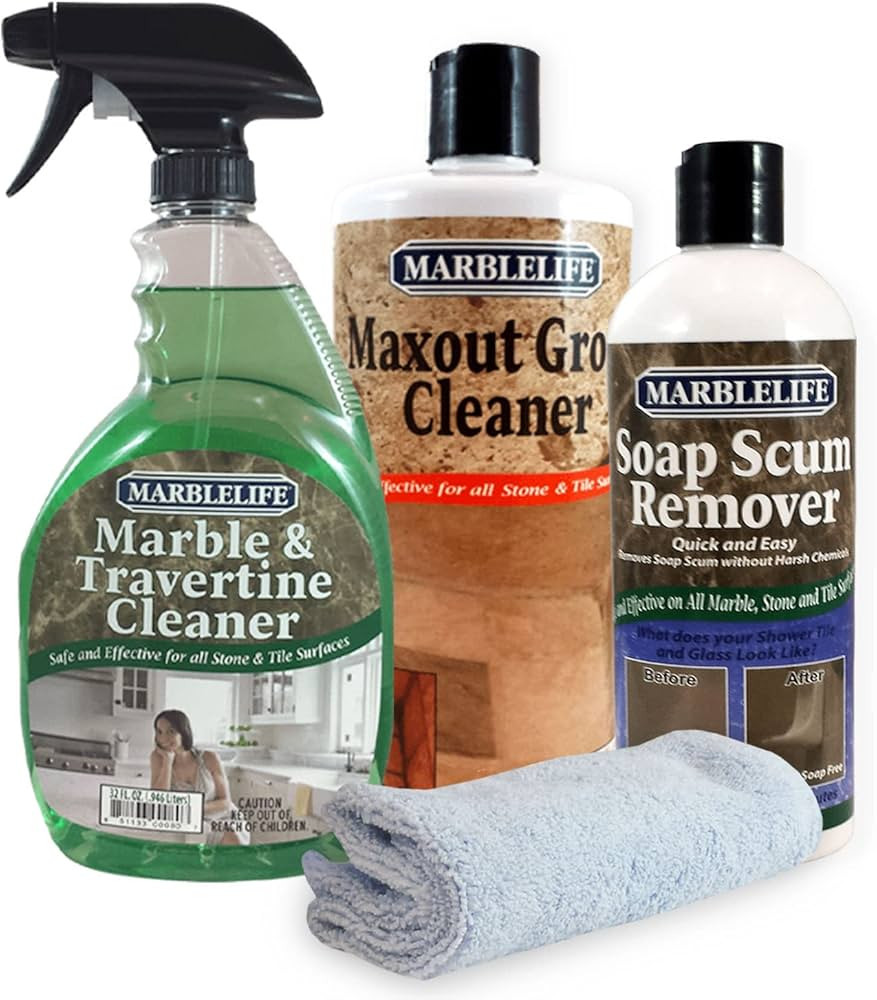 Marblelife Bathroom Combo Kit, With Marble & Travertine Cleaner, MaxOut Deep Grout Cleaner for Ti... | Amazon (US)