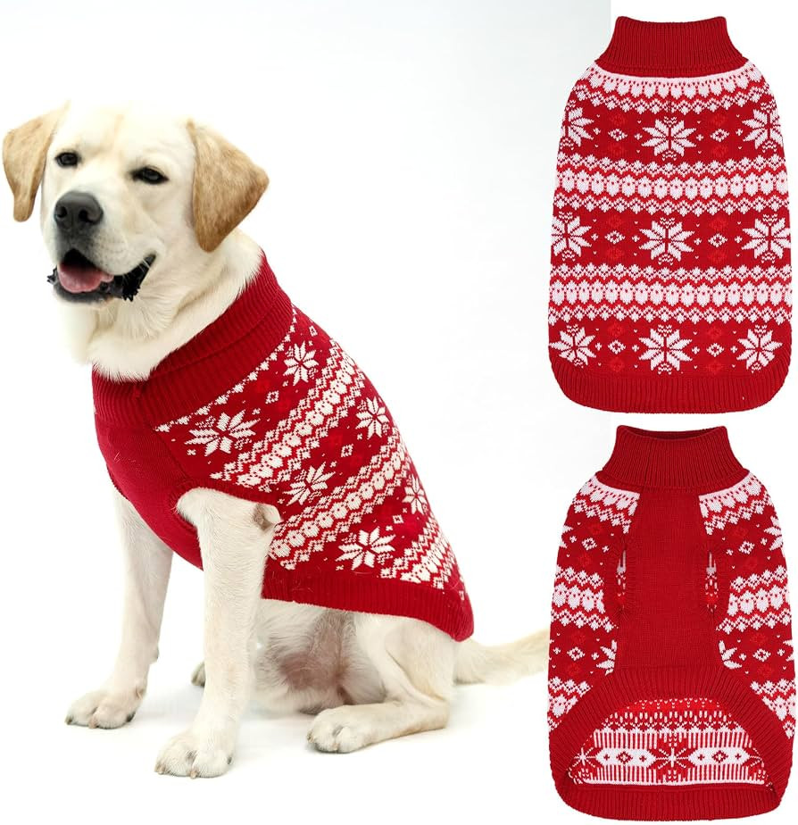 KOOLTAIL Cable Knit Dog Sweater Turtleneck, Cold Weather Pullover Classic Knitwear, Snowflake Pat... | Amazon (US)