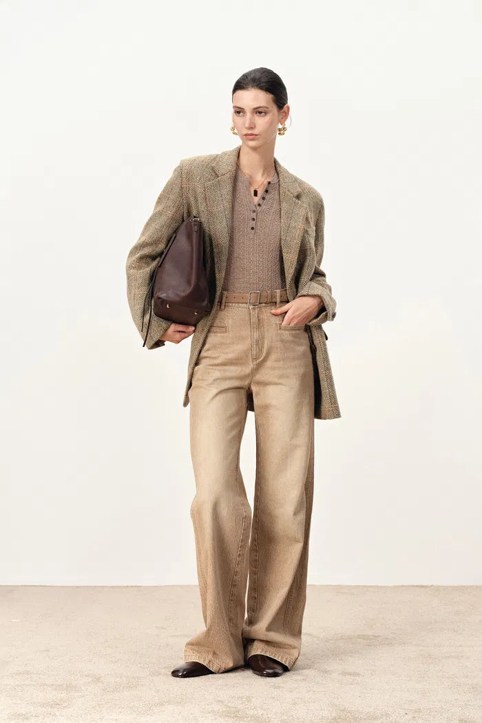 Daphne Soft Checkered Blazer in Merino Wool Herringbone | Fabrique