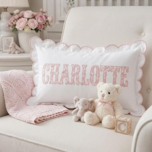 Personalized Monogrammed Pillow Cover, Name Cushion Nursery Gift (Toile Monogram) | Amazon (US)