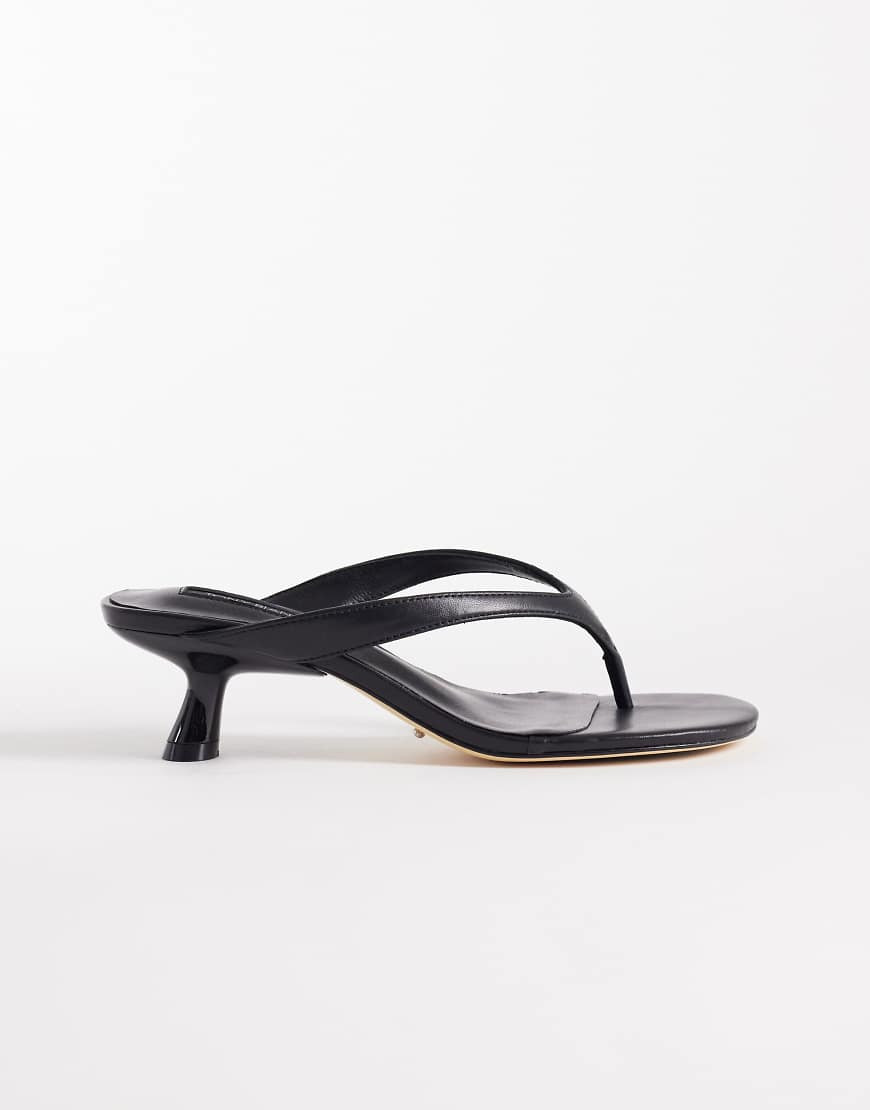 Tony Bianco Krista kitten heel toe thong sandals in black | ASOS (Global)