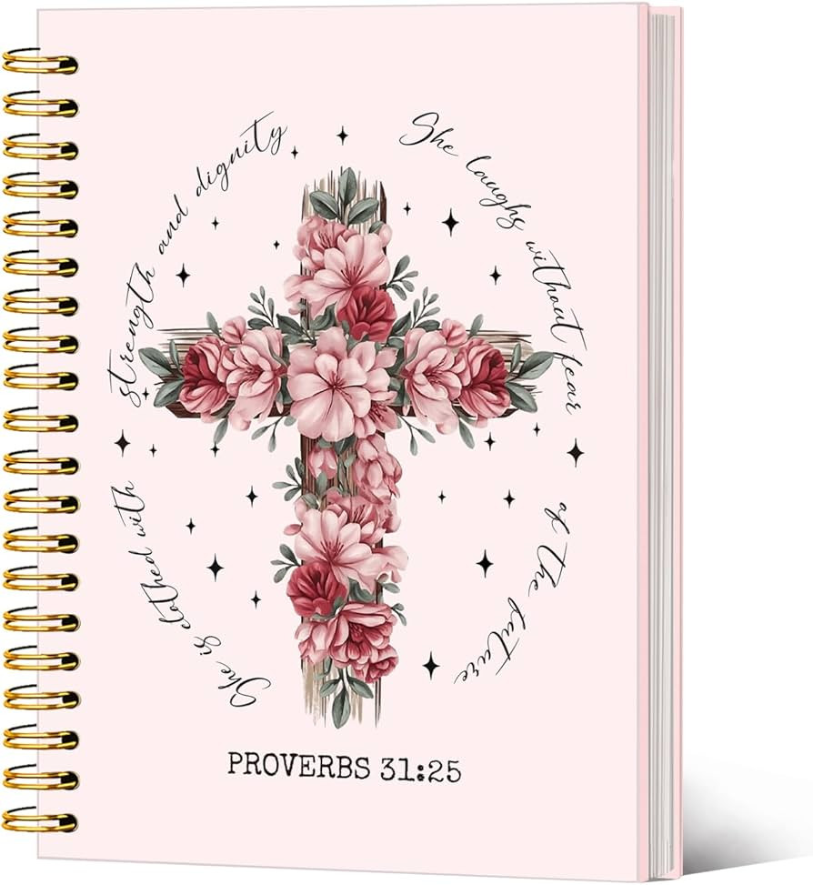 Pink Inspirational Christian Notebook Journal, Proverbs 31:25 Bible Verse Floral Journal for Wome... | Amazon (US)