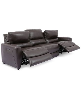 CLOSEOUT! Danvors 3-Pc. Leather Sectional Sofa with 2 Power Recliners and Power Headrests | Macy's Canada