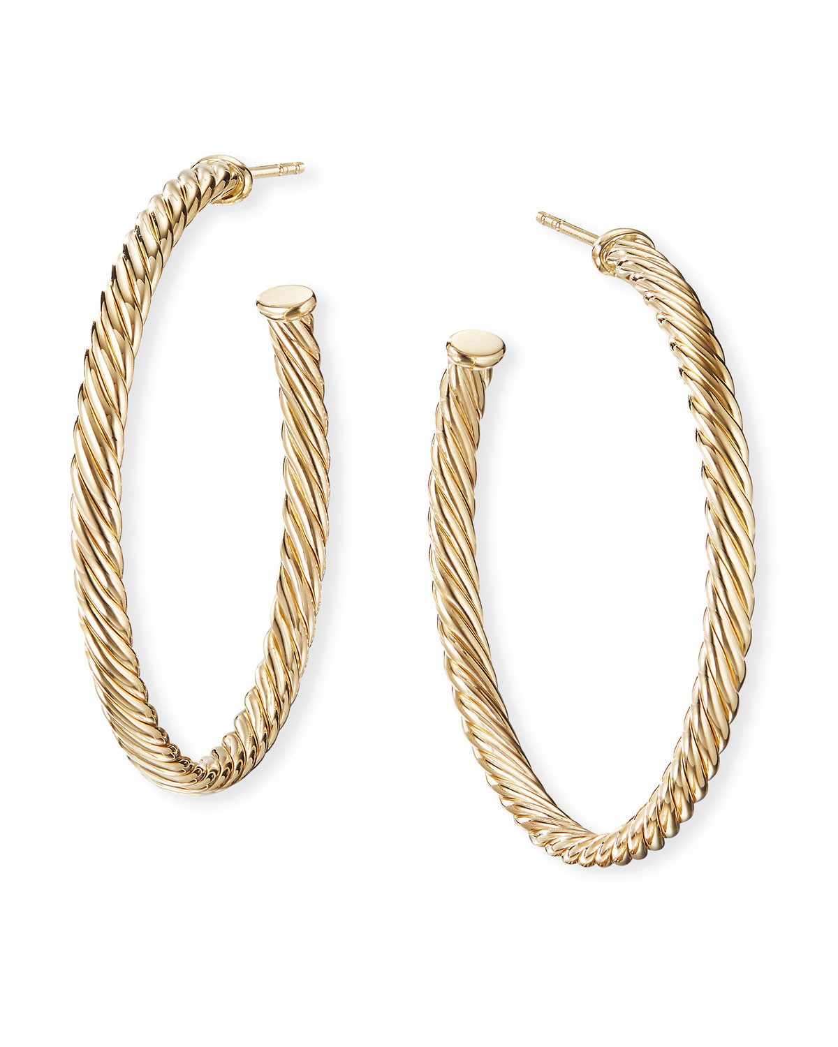 18k Cablespira Hoop Earrings, 1.5 | Neiman Marcus