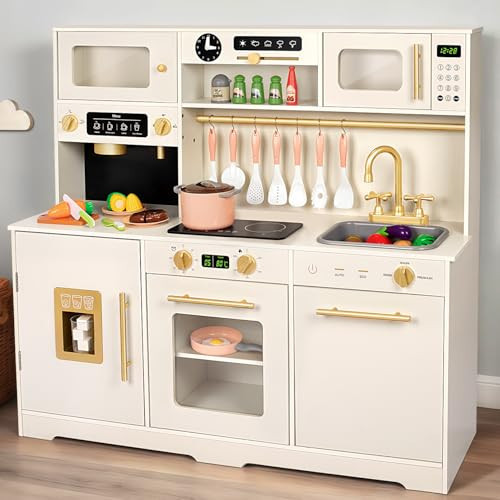 Wooden Toddler Play Kitchen Set Toys, Kids Kitchen Playset with Accessories, Cooking Stove, Play Sink, Play Food, Kitchen Accessories for Baby Toddler Kids Toys, Pretend Toy Kitchen for Girls Ages 1-3 | Amazon (US)