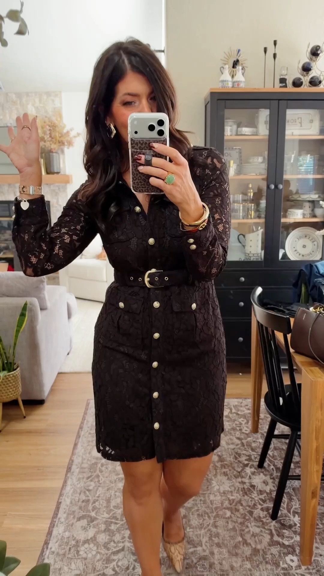 Work outfit of the day
In an 8 brown lace dress (size up if in between)