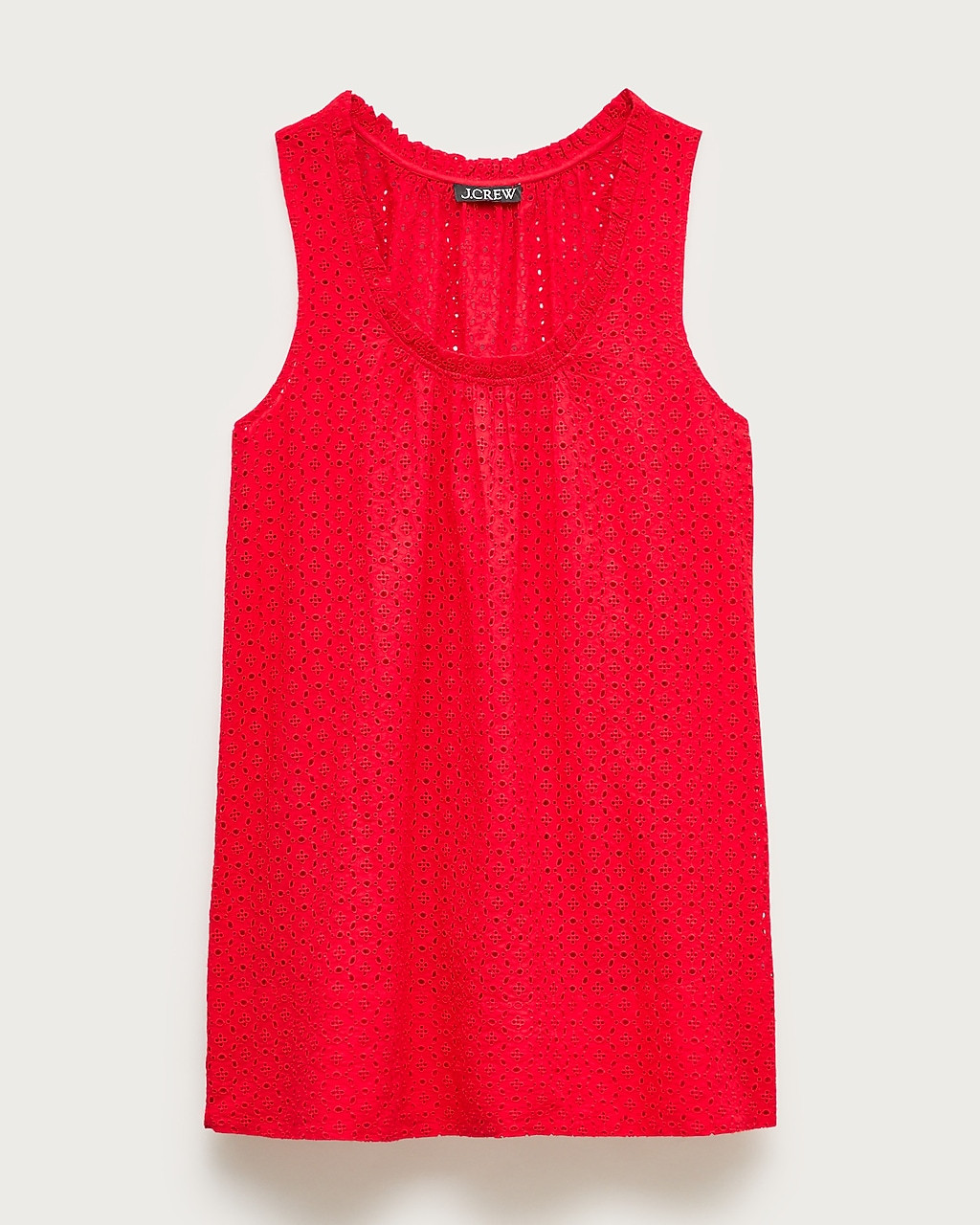 Ruffle-trim scoopneck eyelet mini dress | J. Crew US