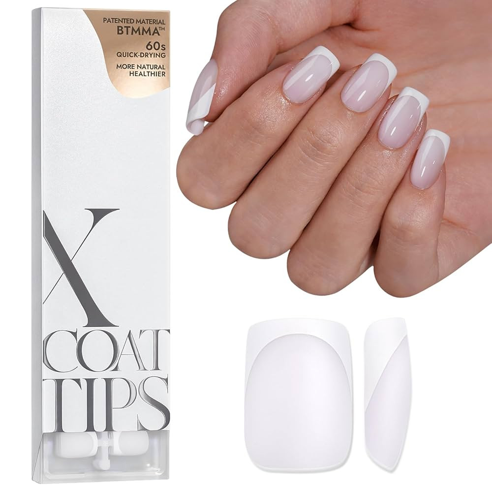 BTArtboxnails XCOATTIPS French Tip Nails - White Press On Nails Short, 160 Pcs Milky White Square... | Amazon (US)