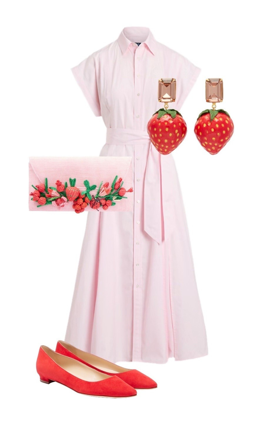 Wimbledon Vibes 🍓 

Wimbledon Pink Striped Shirt Dress - NEW at Ralph Lauren 

‘Fragola’ Strawberry Earrings - Jennifer Behr

‘Botanica’ Pink Embellished Raffia Clutch Bag - Aquazzura NEW at Net a Porter (low stock!!!) 

BB Red Suede Ballet Flat Shoes - Manolo Blahnik NEW at MyTheresa

#LTKbag #LTKshoes #LTKuk #LTKeurope #LTKstyletip #LTKsummer #LTKdresses #LTKluxury