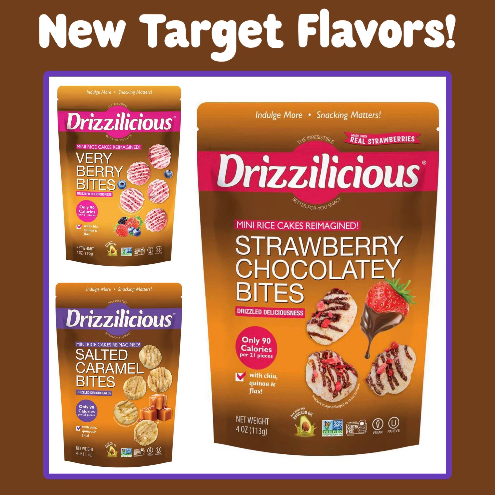Drizzilicious Mini Rice Cake Snacks have become so popular because they’re absolutely delicious…and they don’t taste like the rice cakes of old. 😄 Target has three new exclusive options available that just launched, and they’re so tasty! Really enjoy these, especially the Strawberry Chocolatey Bites 🍓 Low calorie snack that feels like a treat!

#LTKHome #LTKfoodie #LTKSaleAlert