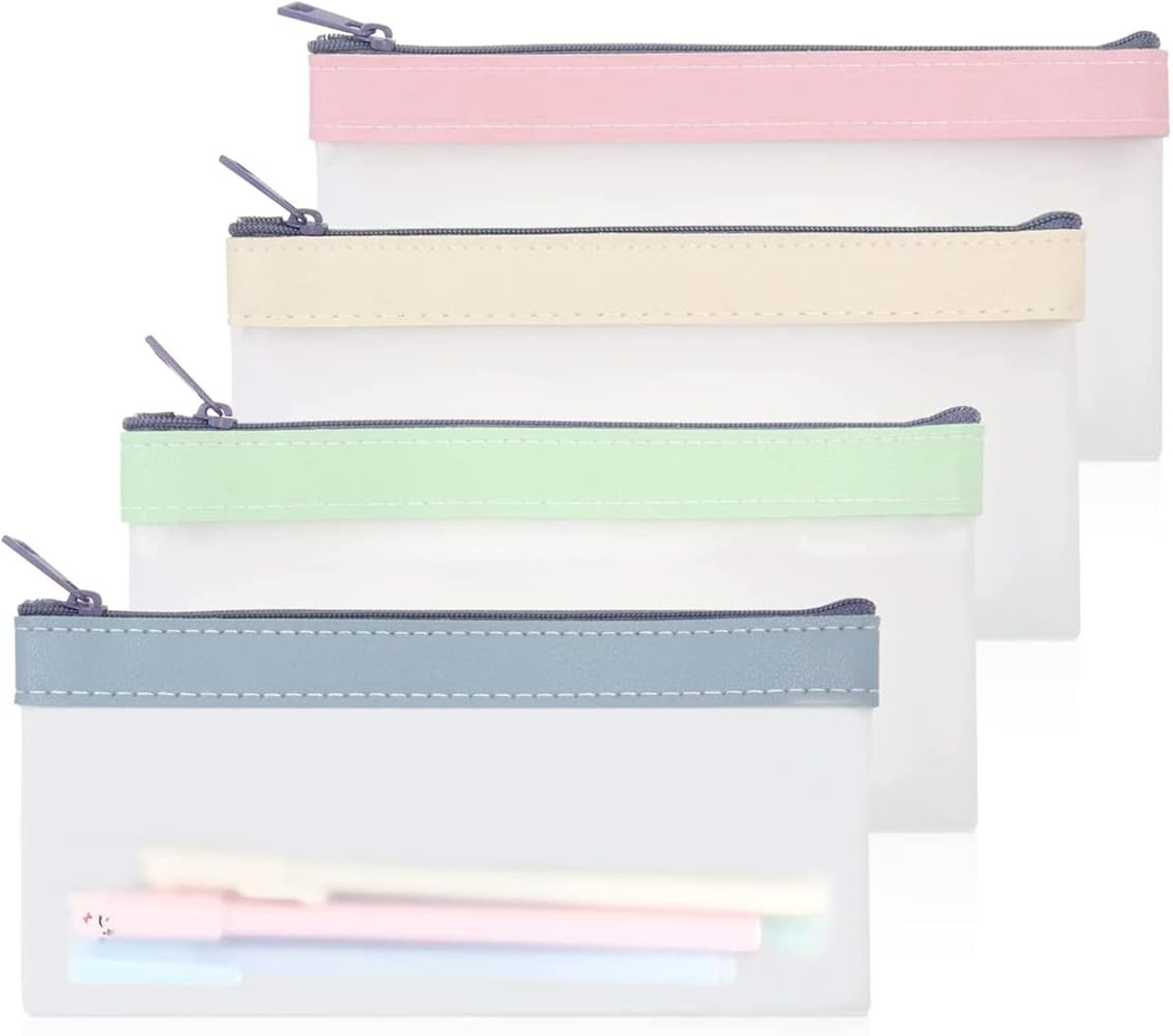 4 Stück Durchscheinend Federmäppchen, Groß Kapazität Mäppchen, Small Fresh Stiftetasche für... | Amazon (DE)