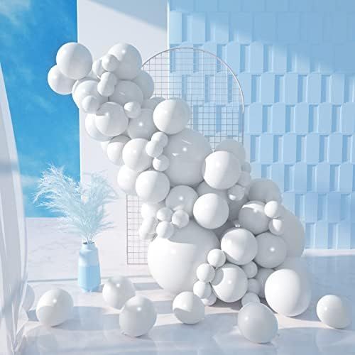 MOMOHOO White Balloons Different Sizes - 100Pcs 5/10/12/18 Inch Birthday Party Balloons, Pearl Wh... | Amazon (US)