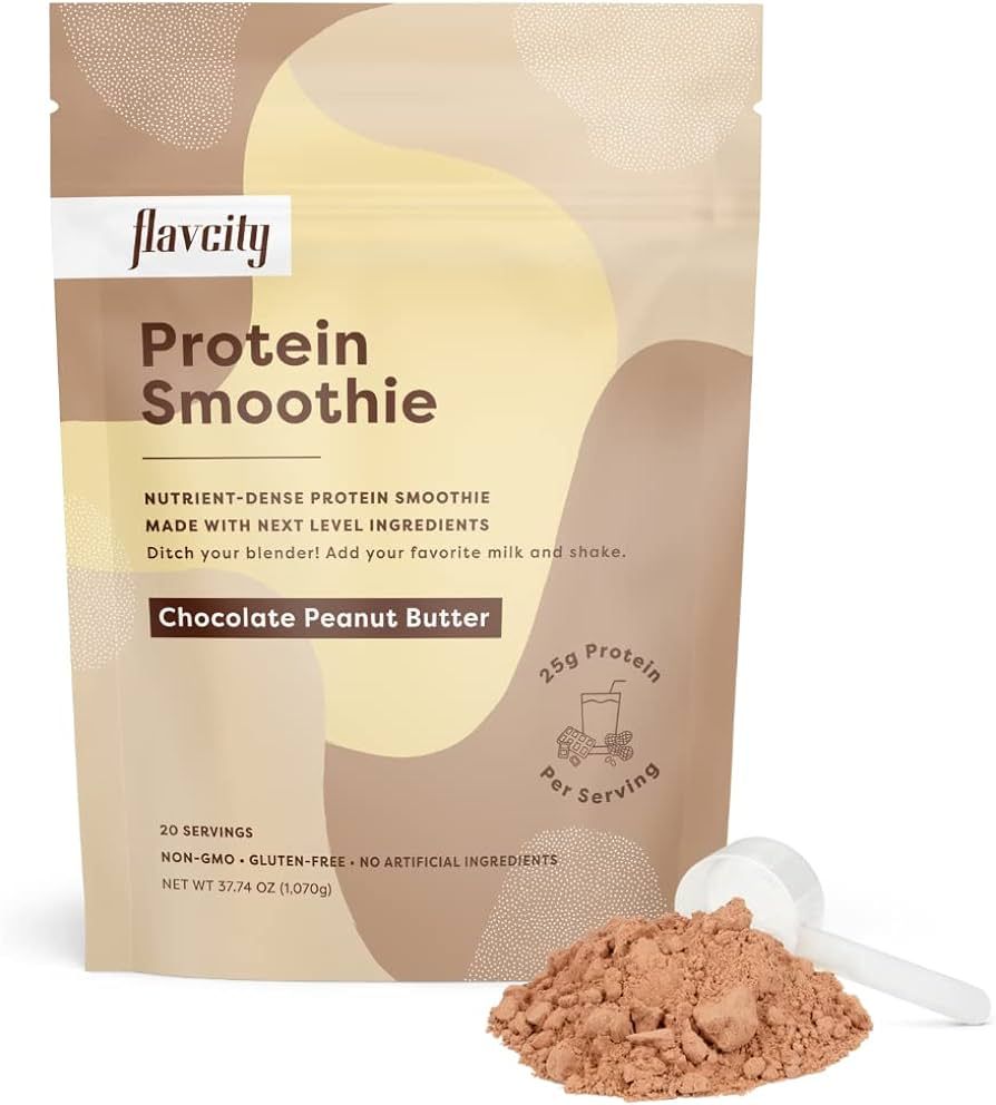 FlavCity Non-GMO Chocolate Peanut Butter Protein Powder Smoothie, Delicious Gluten Free Protein S... | Amazon (US)