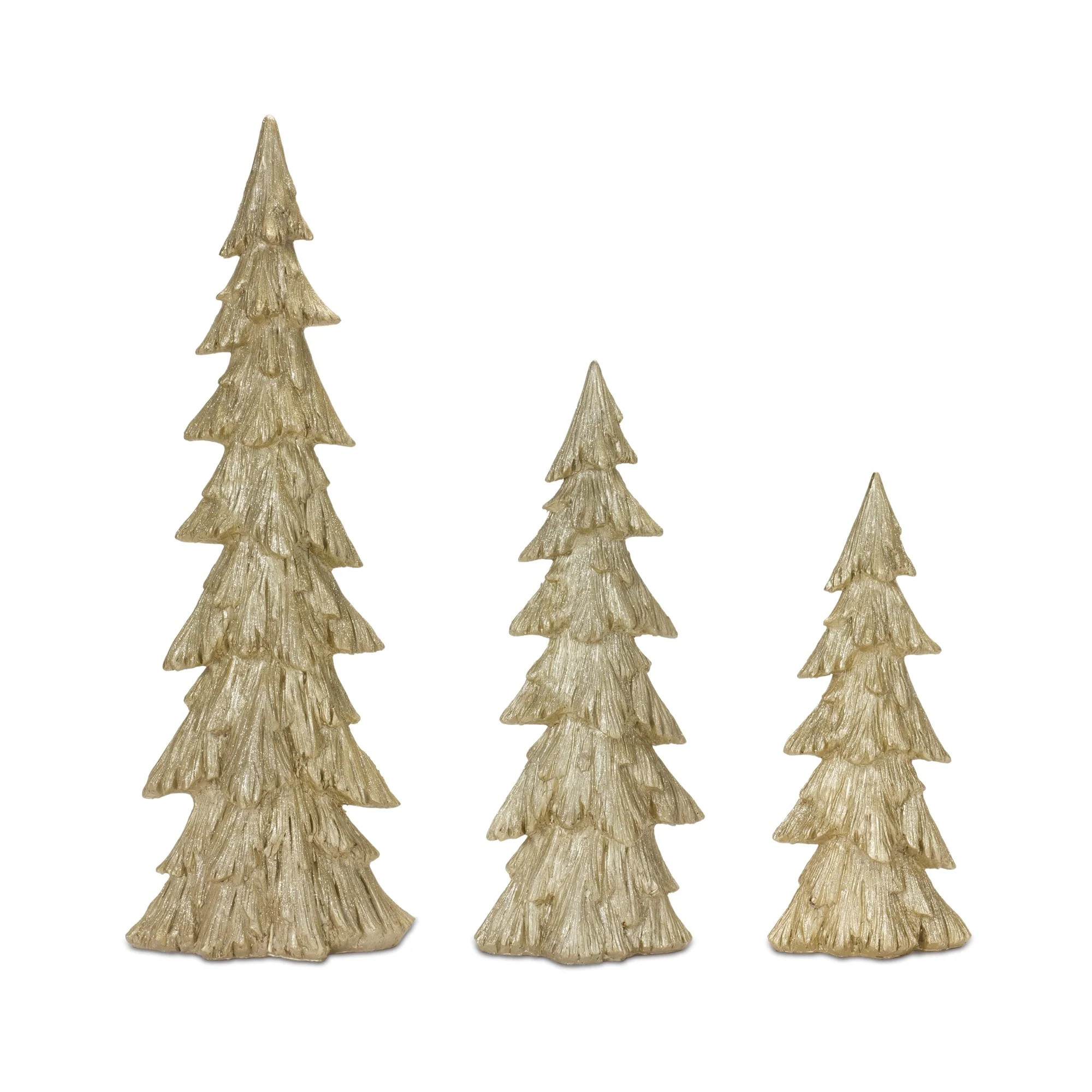 Set of 3 Gold Christmas Pine Tree Table Top Decorations 25 | Bed Bath & Beyond