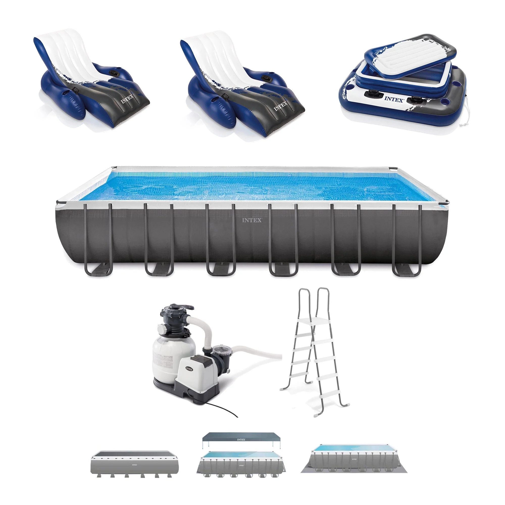 Intex 24 x 12 x 4.3 Ft Ultra XTR Outdoor Pool, 2 Pack of Floats, and Cooler | Walmart (US)