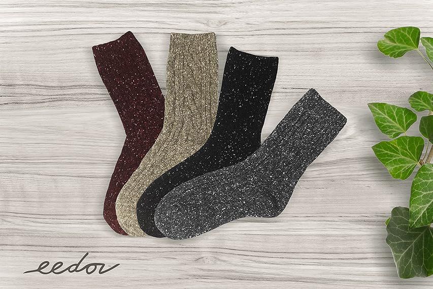 Justay Winter Womens Wool Socks Vintage Warm Socks Thick Cozy Socks Knit Casual Crew Socks Gifts for | Amazon (US)