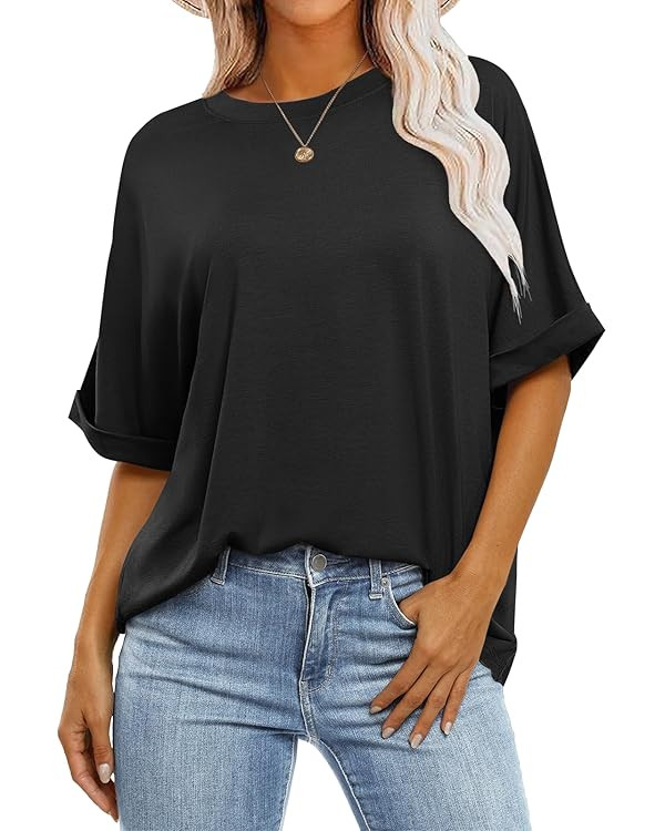 ANRABESS Womens Tops Oversized T Shirts Short Sleeve Crewneck Summer Casual Loose Basic Tee Shirt... | Amazon (US)