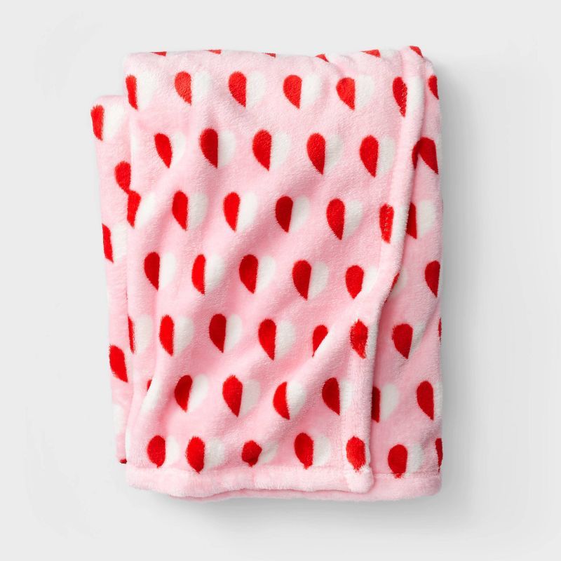 Valentine's Day Folded Heart Plush Throw Blanket Pink - Spritz™ | Target