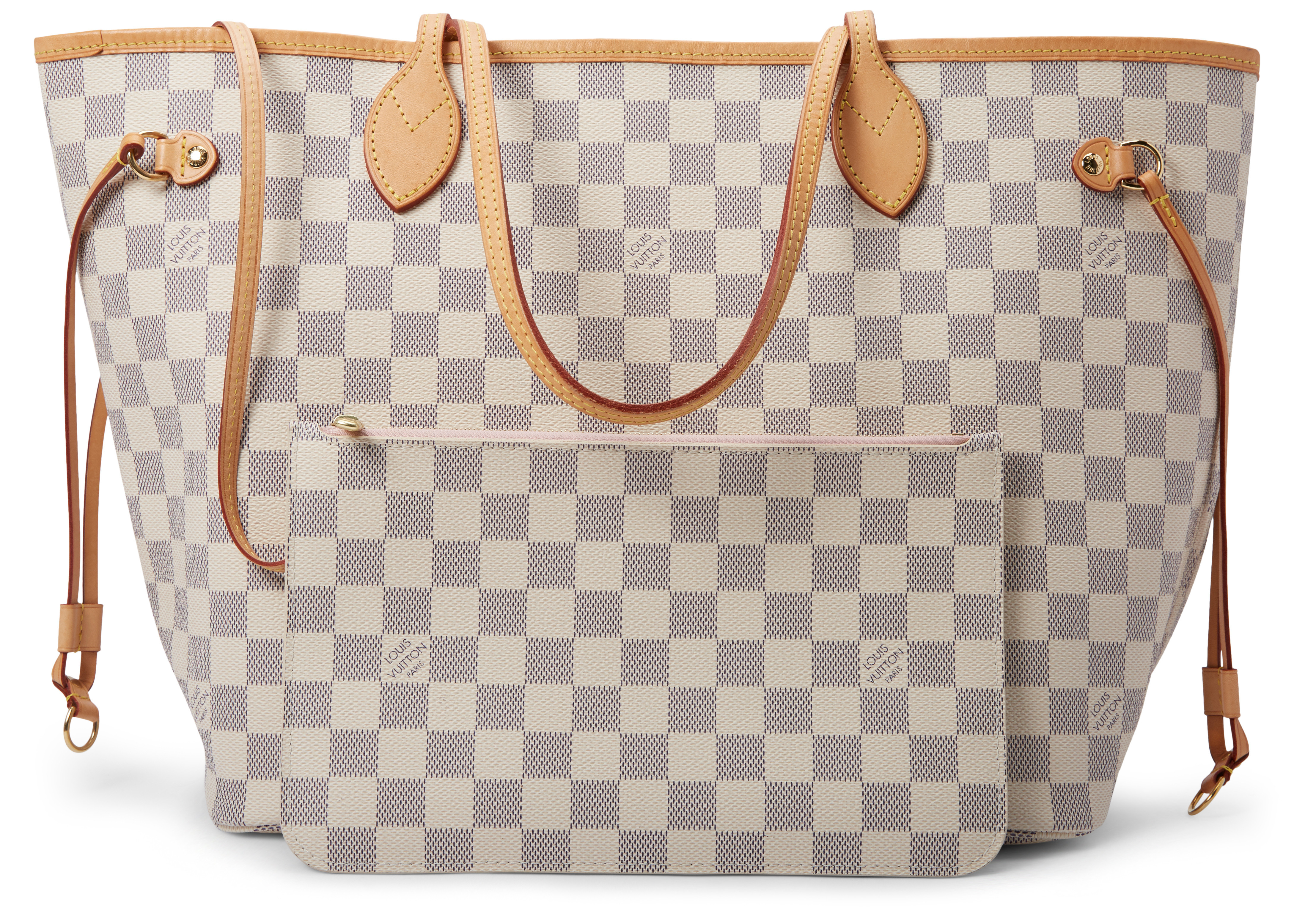 Women's Louis Vuitton Neverfull Damier Azur MM Rose Ballerine Lining | StockX