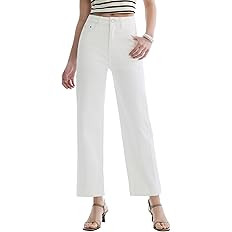 Women’s Straight Leg Jeans High Waisted Cropped Trendy Jeans Wide Leg Zipper Denim Pants | Amazon (US)