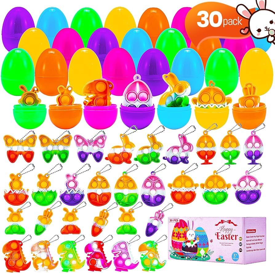 30 PCS Pop Easter Basket Stuffers for Kids Easter Egg Fillers Easter Party Favors Mini Pop Fidget... | Amazon (US)