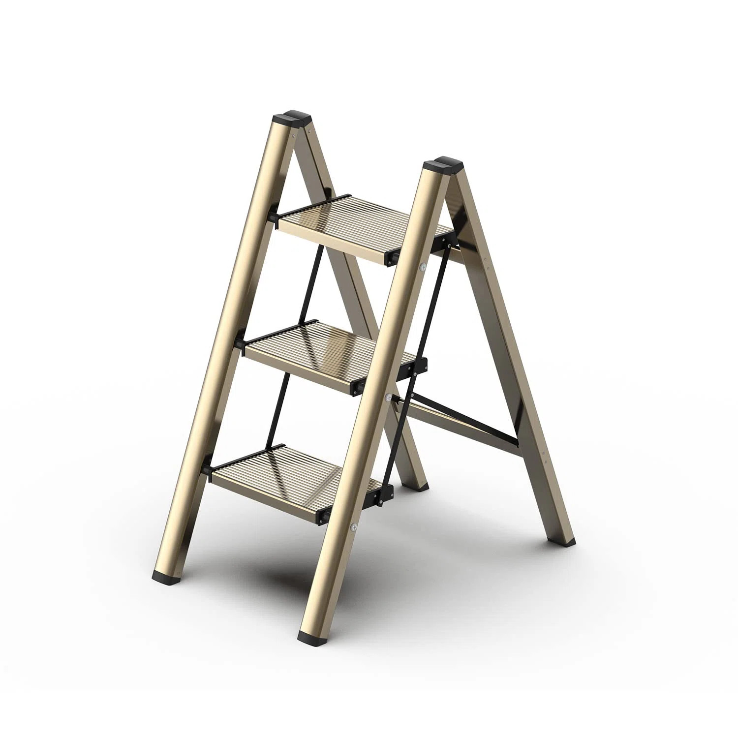 3 Step Ladder, Aluminum Folding Step Stool With Anti-Slip Sturdy And Wide Pedal, Lightweight Port... | Wayfair North America